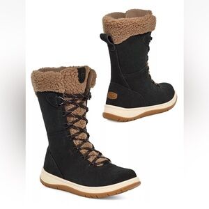 UGG Lakesider Tall Lace Women's Waterproof Suede Winter Snow Boots Black Size 7